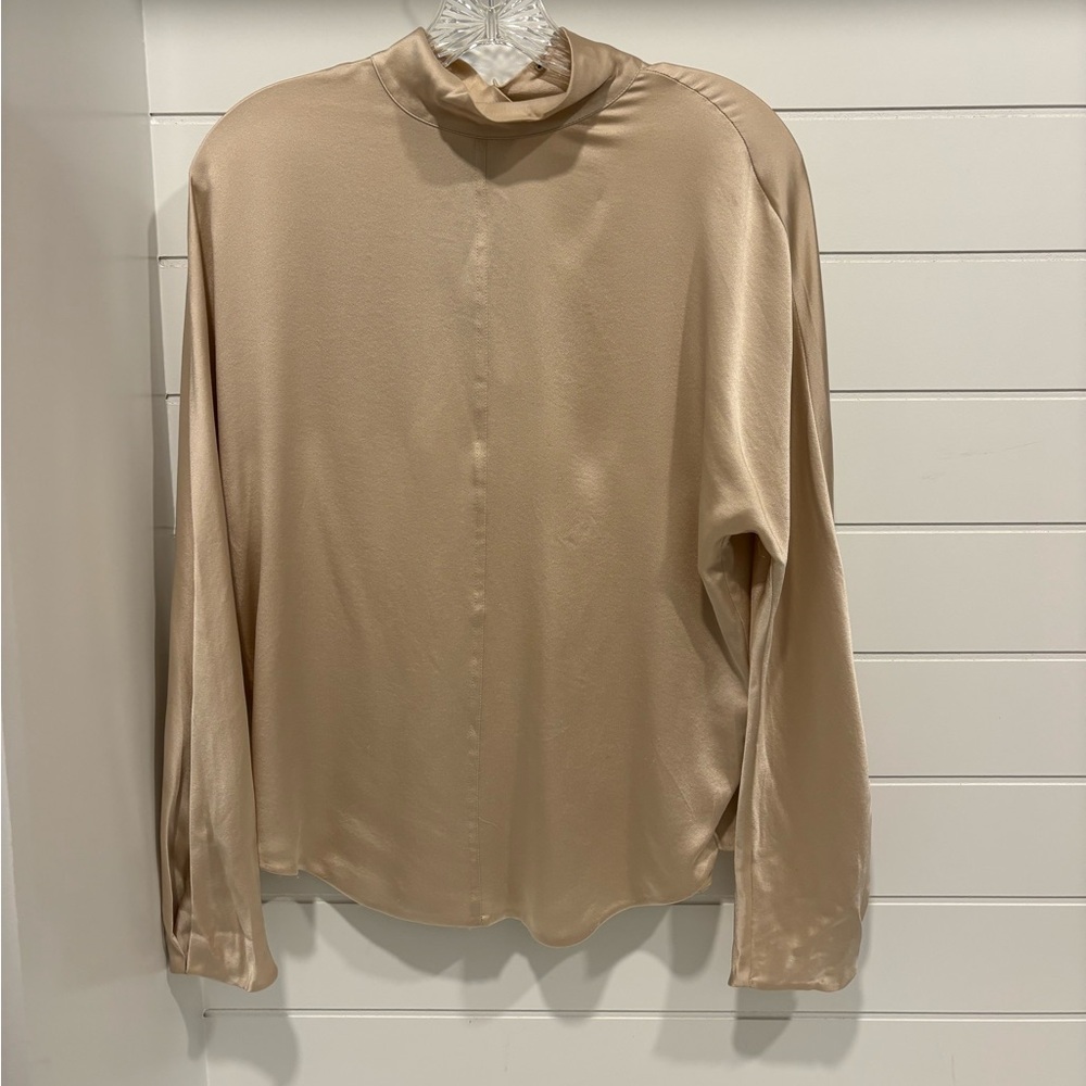 Vince Silk Metallic Champagne Gold Blouse size XS